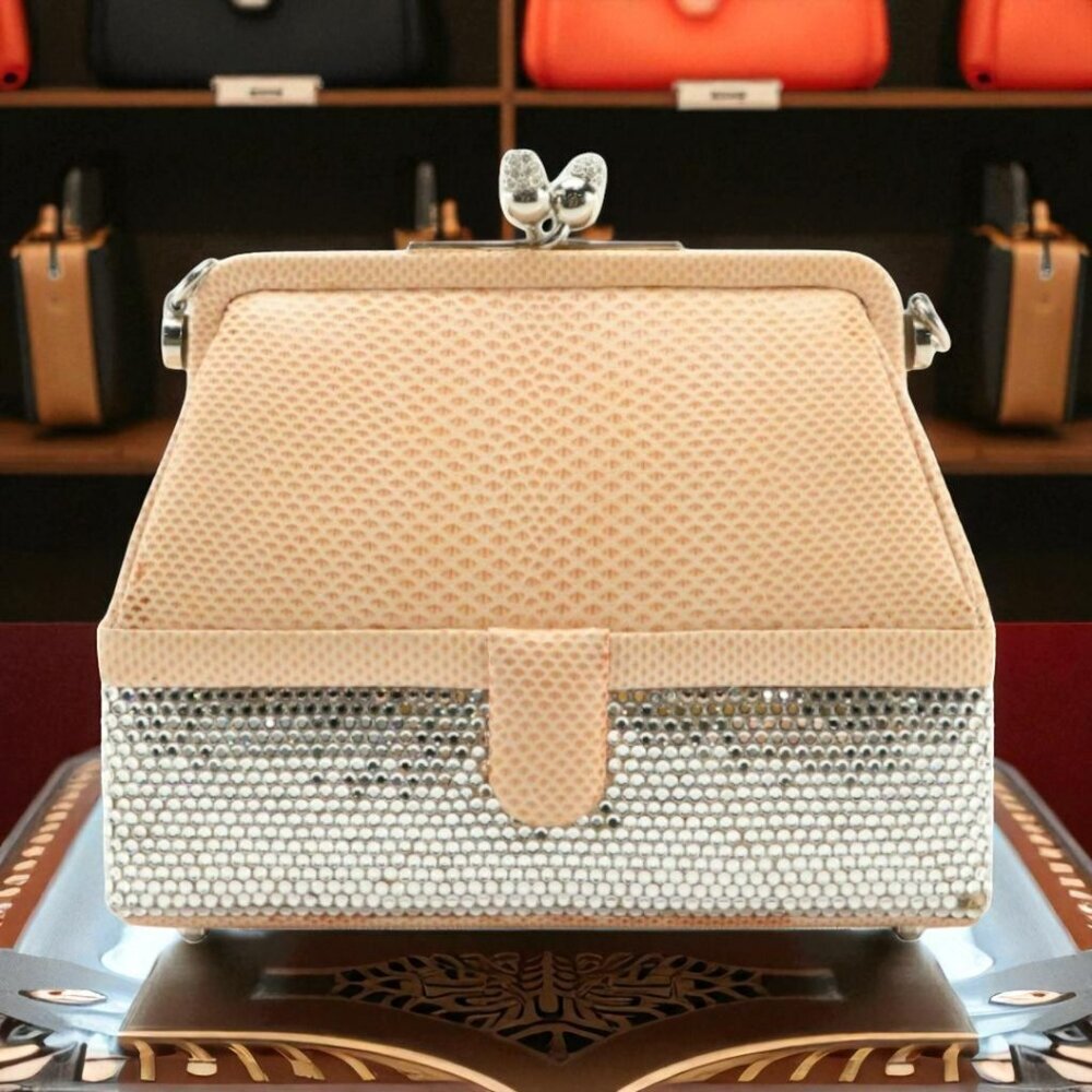 Judith Leiber Swarovski Crystal and Karung Skin Evening Bag with Access/Vintage - Picture 3 of 9